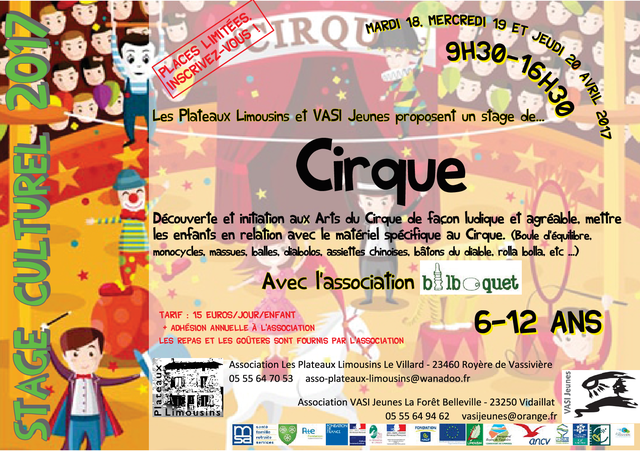 Stage de cirque pendant les vacances d'avril